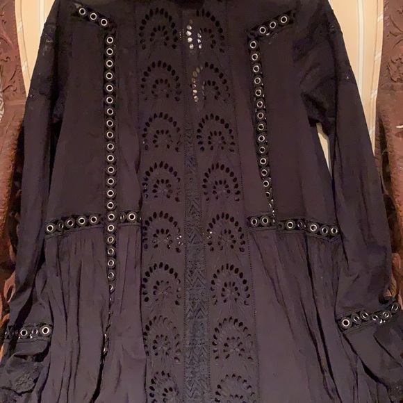 FREE PEOPLE BLACK ALL EYES ON YOU MINI DRESS XS - Picture 9 of 16